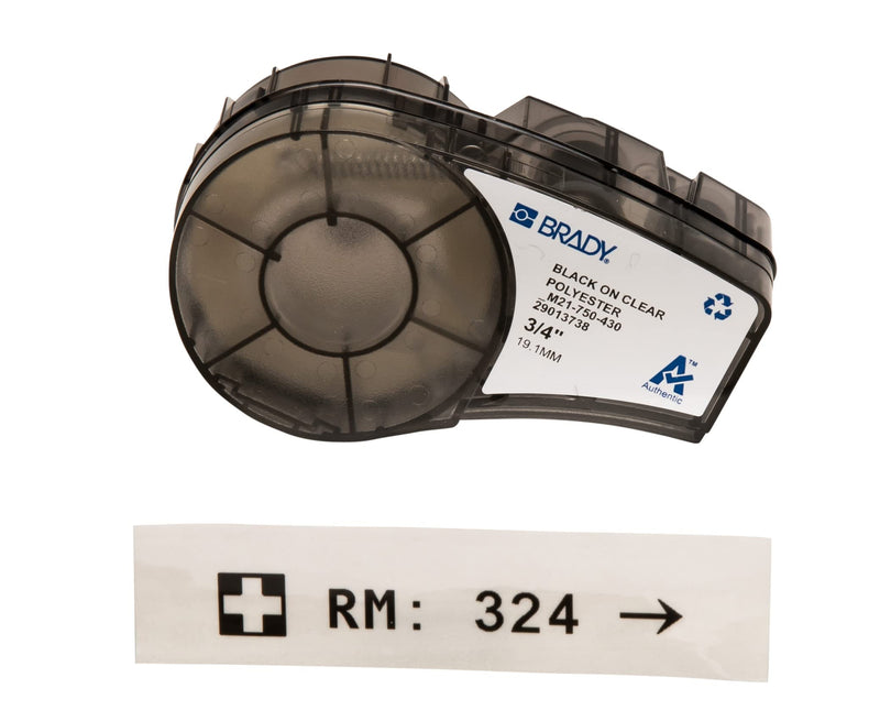 Brady M21 Printer Lab and Asset Tracking Labels Bundle - Black on White and Black on Clear, .75" x 21'