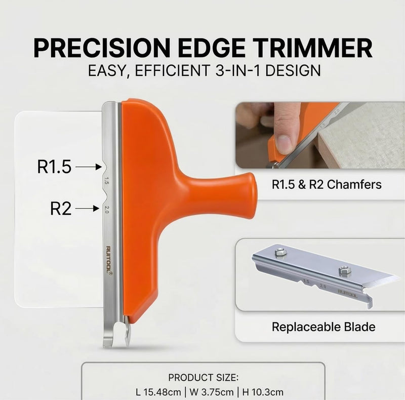 [Australia - AusPower] - RUITOOL Edge Banding Trimmer with Sharp Stainless Steel Blades and Ergonomic Grip, Suitable for Veneer, PVC, and ABS on Straight, Curved, and Chamfered Edges 