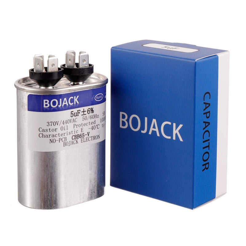 [Australia - AusPower] - BOJACK 5 uF ±6% 5 MFD 370V/440V CBB65 Oval Run Start Capacitor for AC Motor Run or Fan Start and Cool or Heat Pump Air Conditione 