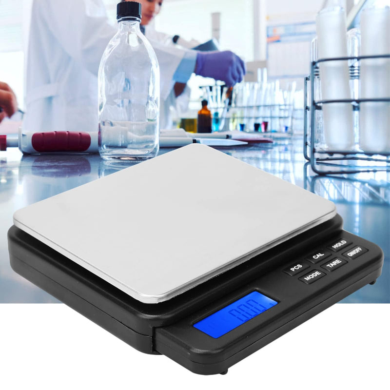 Digital Scale High Precision Mini Electric Scale with Blue Backlight 1000G/0.01G for Kitchens, Laboratories (BLACK) Black