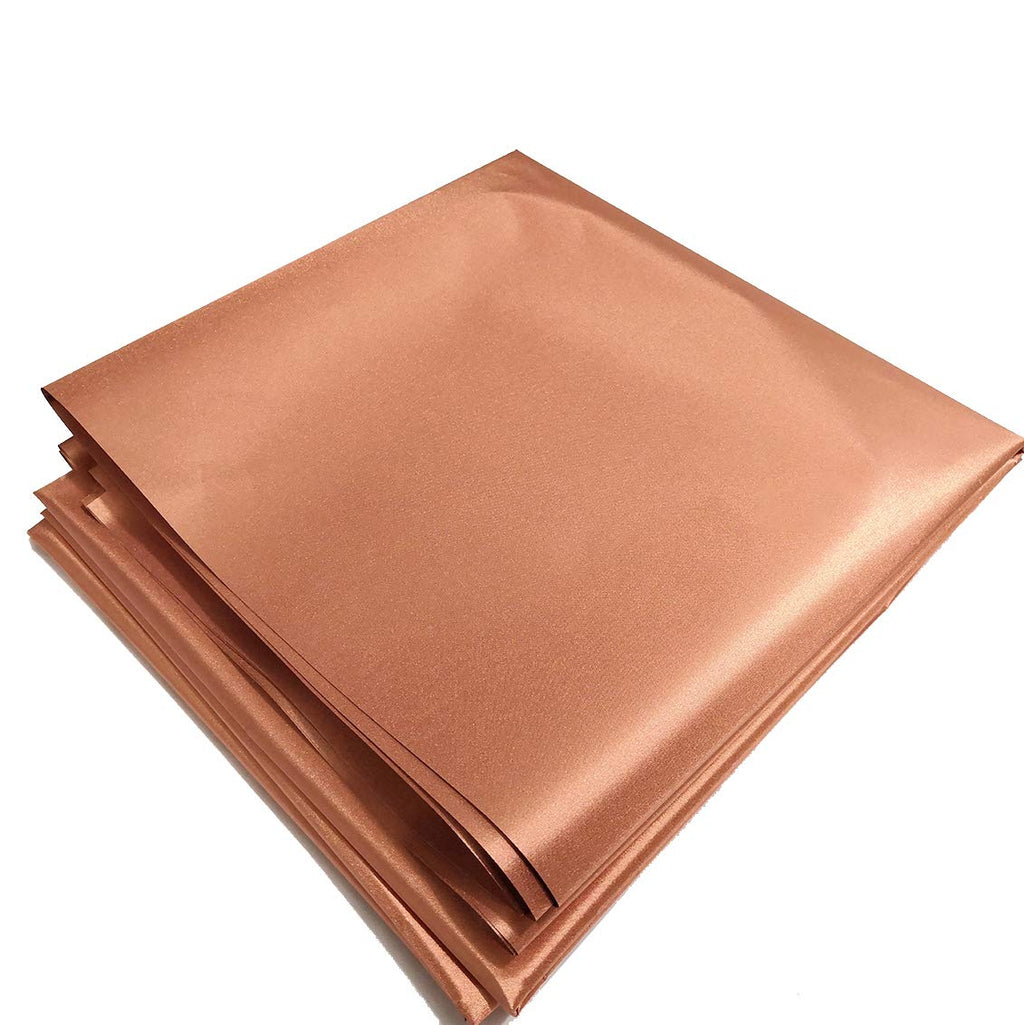 Copper Fabric Blocking RFID/RF-Reduce EMF/EMI Protection Conductive Fabric for Smart Meters Prevent from Radiation/Singal/WiFi Golden Color 78"x43" inch with Free 20" L Conductive Adhesive Tape Wide 43"xLong 78"inch+ 20"Tape