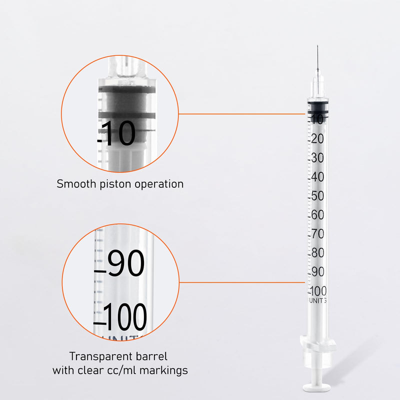 U 100 1ml 30 Gauge 1cc 5/16 inch 8mm Lab Disposable Dispensing Supplies, 100Pack 30G 1cc 5/16" 8mm