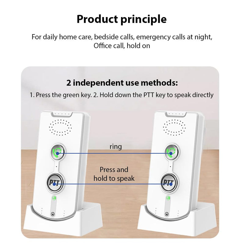 [Australia - AusPower] - 2Pcs Intercoms Wireless for Home Voice Bidirectional Caller Home Ultra Long Distance Portable Wireless Voice Interphone Elderly Caller Room to Room Communication Intercom Two Way Ringtone Call White 