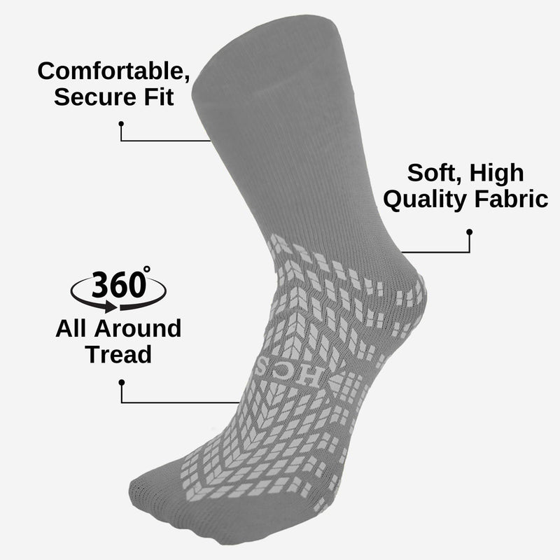 [Australia - AusPower] - HCS Hospital Socks (6 Pairs) - Non Slip Socks for Elderly, Fall Risk Patient Slippers - Non Skid Socks for Seniors - Hospital Socks with Grips for Women & Men Universal Grey 