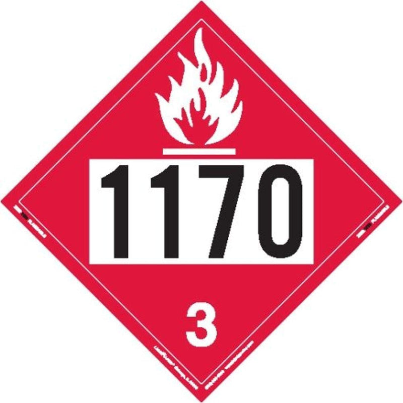 Labelmaster ZEZ21170 UN 1170 Flammable Liquid Hazmat Placard, E-Z Removable Vinyl (Pack of 25)