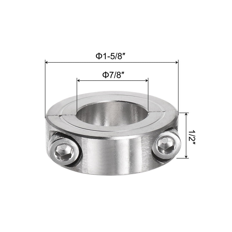 [Australia - AusPower] - uxcell Double Split Clamp-On Shaft Collar for 7/8" Shaft, Two-Piece Clamping Collar, 1-5/8" OD, 1/2" Width, 304 Stainless Steel Axle Collar Clamp, Set Screw Style 