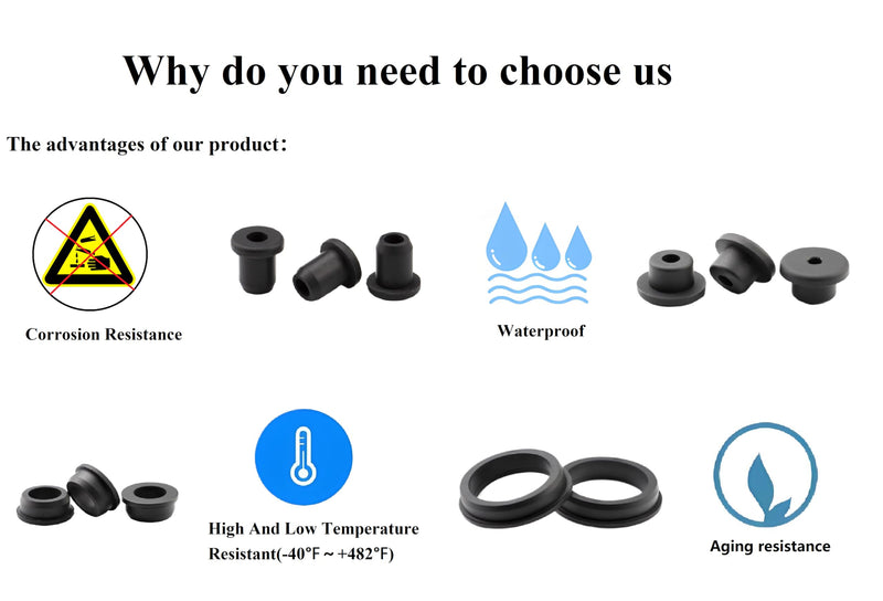 15 pcs 9/16" Drill Hole，3/8" ID Black Silicone Top hat Rubber Grommets for Wiring，Automotive，Firewall，Hole Plug，Desk，Screw，Water and Gas Pipe，Drain，House Siding，Cable Bushing，Glass，Wire Plug 9/16"DH,3/8"ID 15