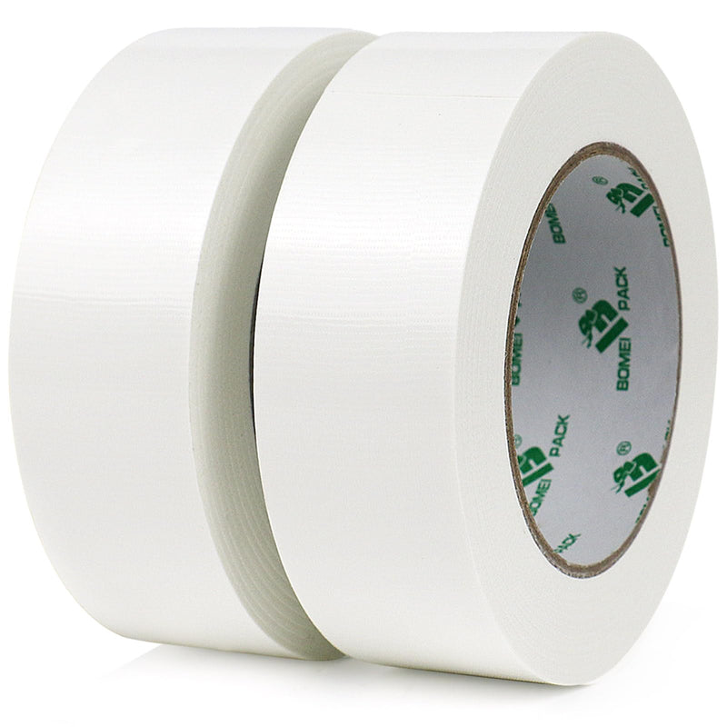 BOMEI PACK Duct Tape Heavy Duty, White 2 Pack 9 Mil Thickness,1.5 Inches x 30 Yards,Strong Industrial Strength,Flexible,No Residue,Waterproof and Tear by Hand,Multi-Use for Indoor & Outdoor Repairs