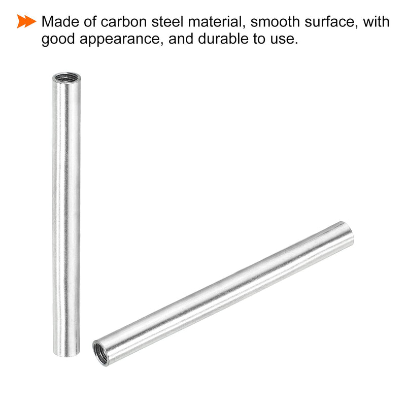 [Australia - AusPower] - MECCANIXITY Round Coupling Nut, M4x0.7mm Female Thread 50mm Threaded Round Sleeve Connector Rod Bar Stud Tube Nut Hardware Fastener, Silver Pack of 20 
