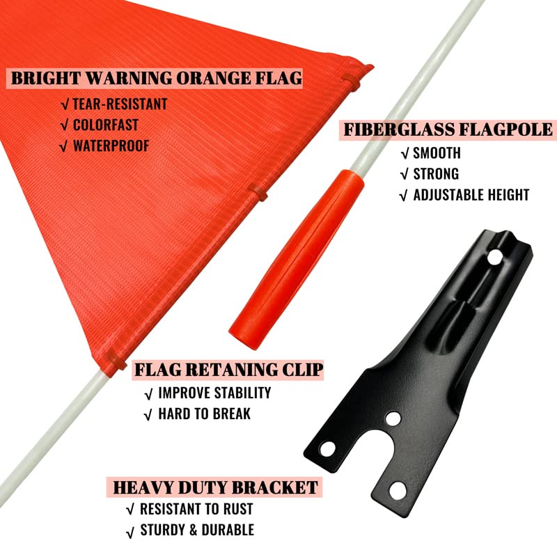 [Australia - AusPower] - 2Pcs Bike Safety and USA Flags - Six Foot Heavy Duty Fiberglass Pole, Polyester Full Color Tear-Resistant Waterproof Orange and American Flags for Bicycles 2 