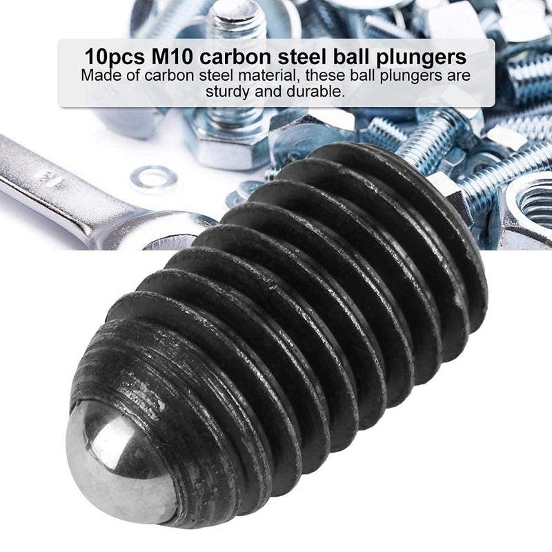 10pcs M10 Screw Thread Hex Socket Ball Spring Plungers Set Carbon Steel Ball Plunger (M10x20) M10x20