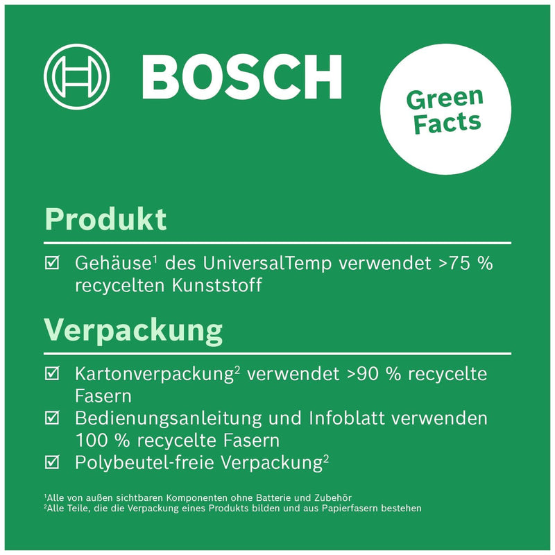 Bosch Infrarotthermometer UniversalTemp (-30°C…+500°C, einfach und präzise messen, 3 vordefinierte Materialgruppen, im Karton) | -30 °C to +500 °C, easy and precise measurement, 3 pre-defined material groups, in a box