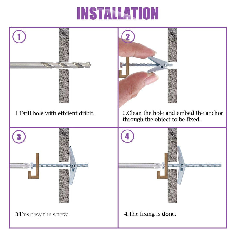 [Australia - AusPower] - Swpeet 144Pcs Screw in Nut, Toggle Bolt and Wing Nut Kit, Including 1/4 + 5/16 Fastener Connector Hex Socket & 1/8", 3/16", 1/4" Toggle Bolt and Wing Nut Kit for Hanging Heavy Items on Drywall 