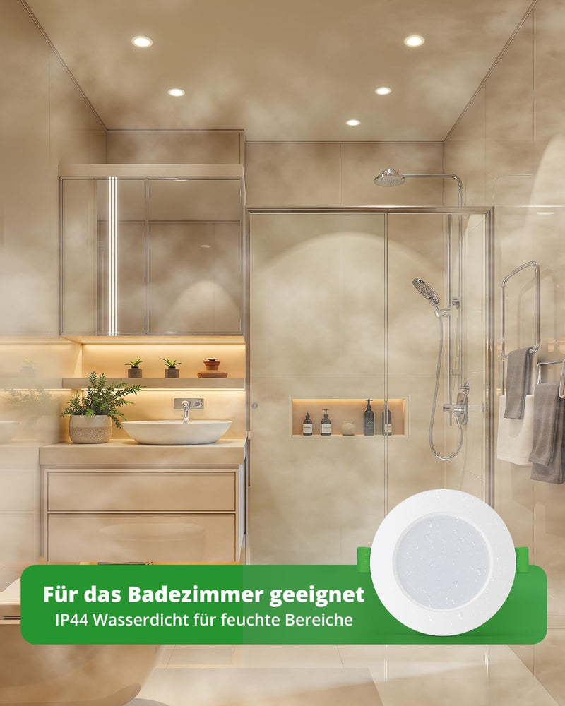 HOMEOW Recessed LED Spotlights 230 V 95 mm - 110 mm Hole Size 7 W 700 LM | Neutral White 4000K Ceiling Spot, Recessed Spot Diameter 118 mm, IP44 Recessed Lights for Bathroom Kitchen Living Room 12-Pack Neutral White 7W, 95-110 mm Hole Size