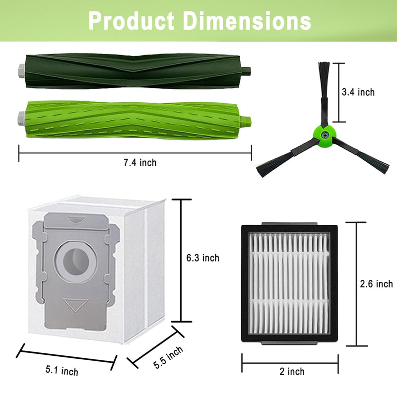 [Australia - AusPower] - 26 Pack Replacement Parts Accessories Compatible for iRobot Roomba i3 i3+ i7 i7+ i4 i6 i6+i8 i8+/Plus E5 E6 E7 J7 i5+j5+ I,E&J Series Vacuum Cleaner 2 Roller Brush & 8 Filters & 8 Side Brushes &8 bags 