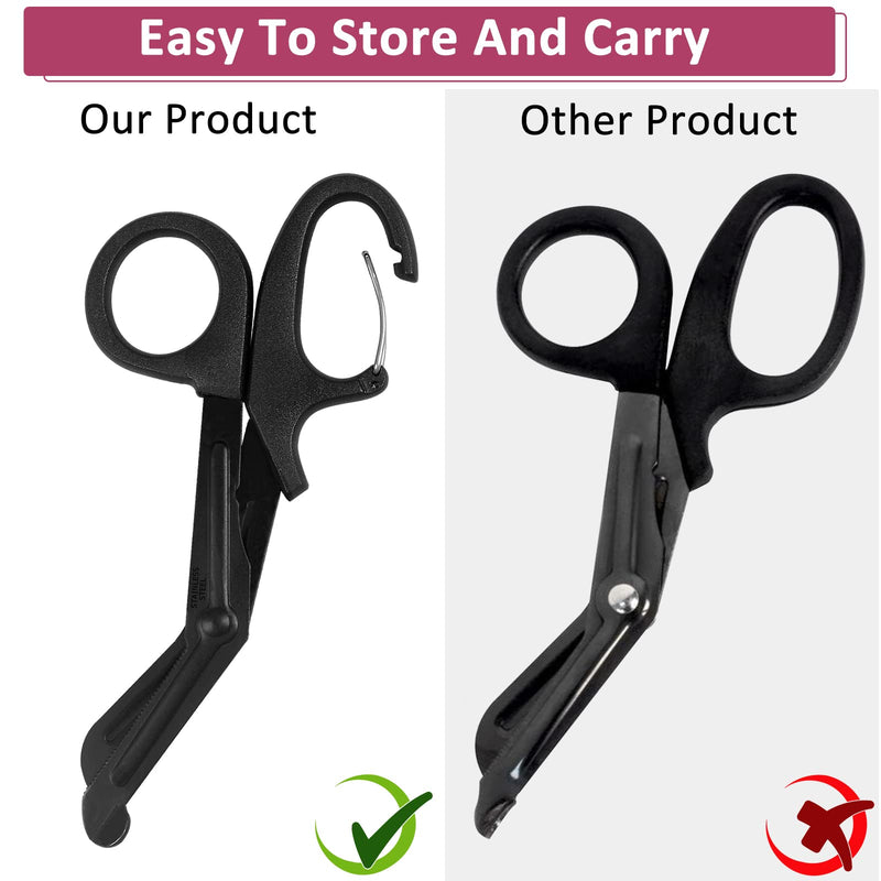 [Australia - AusPower] - 2 Pack Trauma Shears, 5.8 Inch Stainless Steel Medical Scissors, Bandage Scissors with Carabiner, Nursing Scissors Surgical Scissors for Nurses, Doctors, Nursing Students, EMT and EMS(Black+Burgundy) 