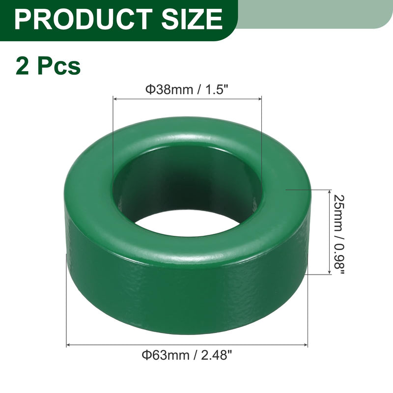 QUARKZMAN Toroidal Ferrite Core RFI EMI Noise Reduction Cable Clip ID 38 mm 1.5 Inch Manganese Zinc Ferrite for Electronic Devices Industrial Green Pack of 2 | RFI EMI Noise Reduction Cable Clip, For Electronic Devices Industrial