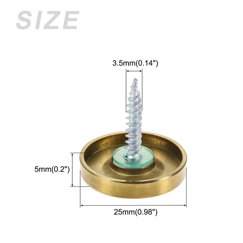 [Australia - AusPower] - Mirror Screws (25mm/0.98") 12Pcs, Decorative Cover Cap Nails Electroplated - for Sign Advertising Hardware, Construction, Gold Tone 25mm 