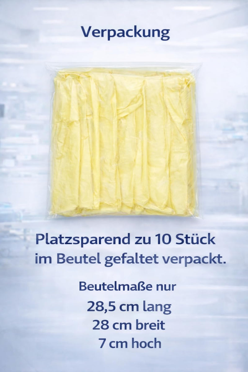 Pack of 10 MRSA Protective Gown Yellow - Disposable Protective Gown with PE Coating, Insulation Gown Surgical Gown Visitor Coat, Hospital Gown, Protective Gown Disposable 10 pieces