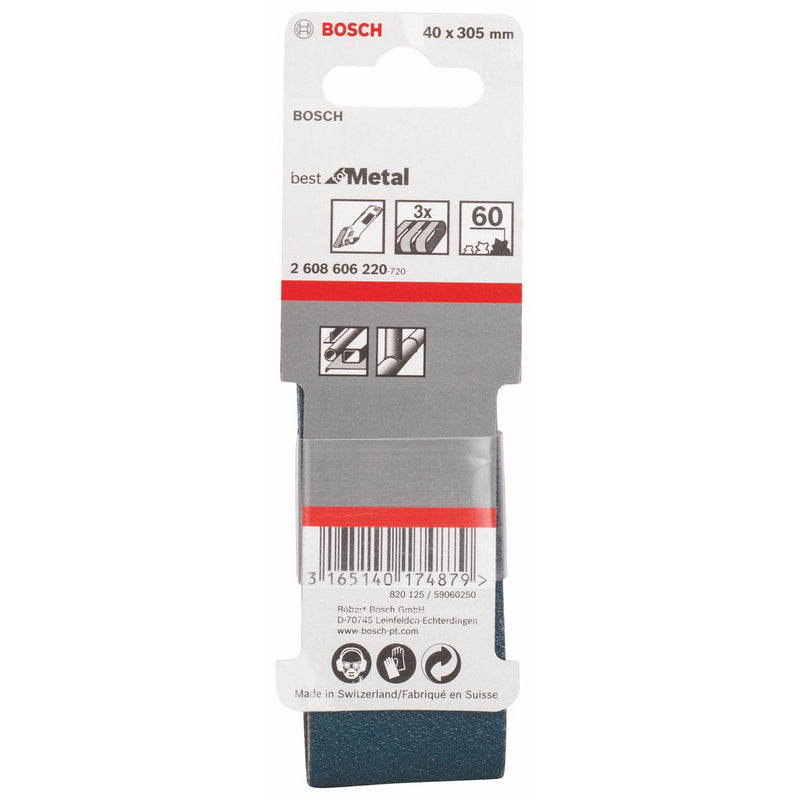 [Australia - AusPower] - Bosch 2608606220 Metal 40x305mm Belt G60, Blue, 40 mm x 305 mm Grain 60 40 x 305 mm 