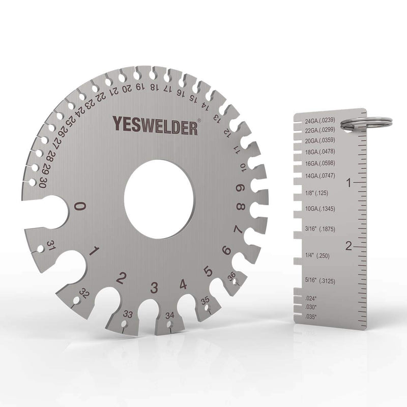 [Australia - AusPower] - YESWELDER LG-03+Hi-Lo Gauges (Round Dual Sided Metal Sheet Guage & Metal Sheet Thickness Gauge 2pk + HI-LO Stainless Steel Welding Gauge Inch&Metric for Measurement of Pipe) 