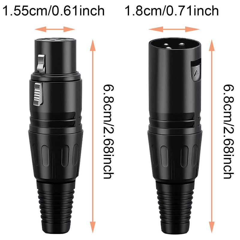 XLR Male 3 Pin Adapter Microphone Cable XLR Solder Connector 5 Male and 5 Female XLR Microphone Connectors Pack of 10