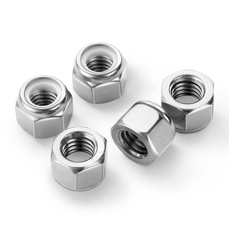 [Australia - AusPower] - 1/4-20 Nylon Insert Hex Lock Nuts Locknuts, 304 Stainless Steel 18-8, Bright Finish, 25 PCS 1/4"-20 