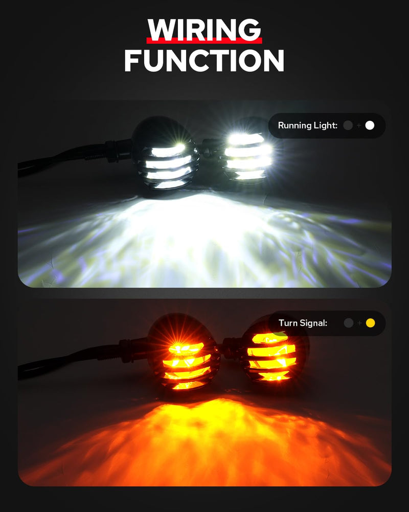 Benlari Motorcycle 48 LED Turn Signals Bullet Lights Motorcycle Front Blinkers Indicator Fit for Honda Yamaha R3 Suzuki Kawasaki Harley Sportster (Black(Amber+White)) Black(Amber+White)
