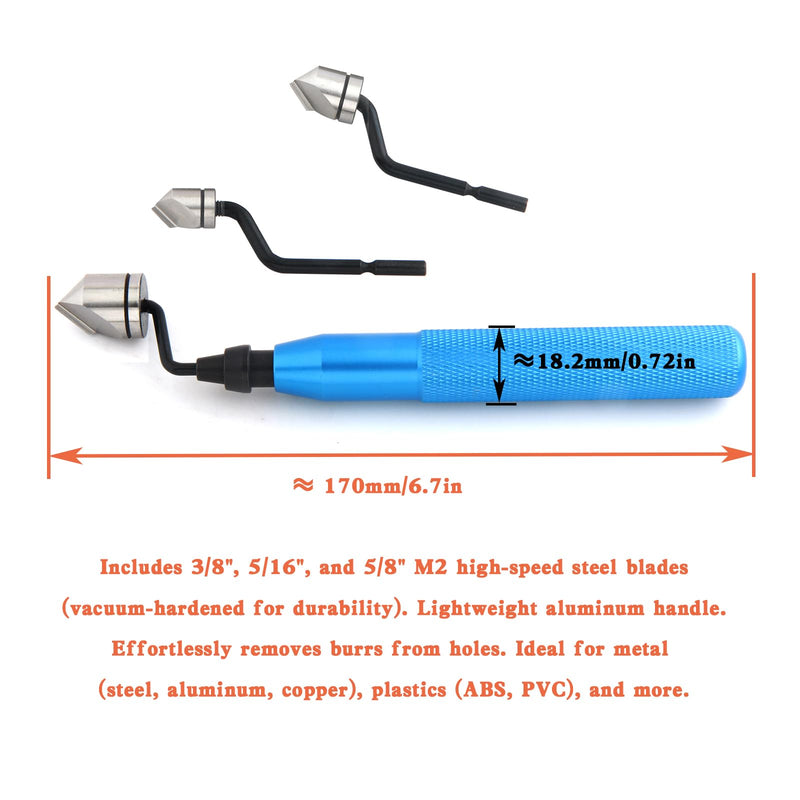 4-Piece Deburring Tool Set for 5/16" 3/8" 5/8" AC Copper Lines, Manual Rotary Chamfer Tool with 360° Cutting Heads