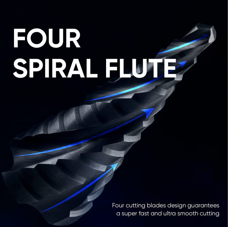 [Australia - AusPower] - toolant Four Spiral Flute Cobalt Step Drill Bit(Pro), 3/16" - 7/8"(12 Step Size) Impact Ready Unibit Step Drill Bit, 1/4" Hex Shank Step Bit for Metal, Stainless Steel, Aluminum, Plastic 3/16" - 7/8" 