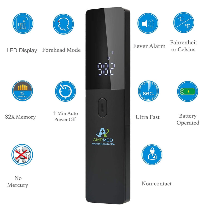 [Australia - AusPower] - Amplim 2-Pack Hospital & Medical Grade Non Contact Digital Infrared Forehead Thermometer for Babies, Kids, and Adults. 