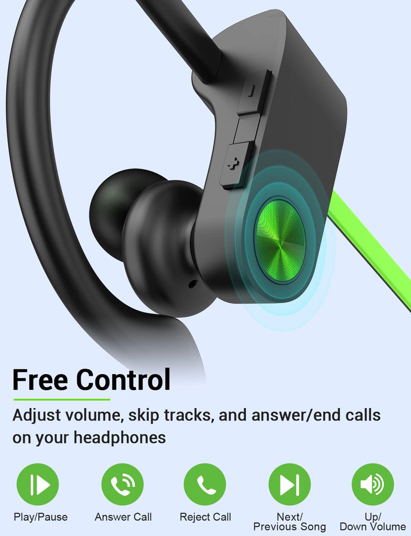 [Australia - AusPower] - Stiive Bluetooth Headphones, 5.3 Wireless Sports Earbuds IPX7 Waterproof with Mic, Stereo Sweatproof in-Ear Earphones, Noise Cancelling Headsets for Gym Running Workout, 16 Hours Playtime - GreenBlack A,GreenBlack 