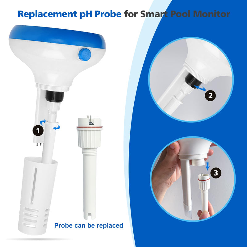 [Australia - AusPower] - YINMIK Replacement pH Probe for 7 in 1 Smart Pool Monitor, 5 in 1 Saltwater Pool Monitor, Replaceable pH Electrode for YK-S03 