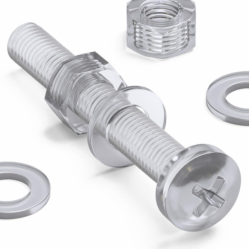 [Australia - AusPower] - 20 x Transparent Clear Plastic Acrylic M8 x 60mm Nuts & Bolts -Acrylic Plastic Screws, (15/64 x 2-23/64 in) 