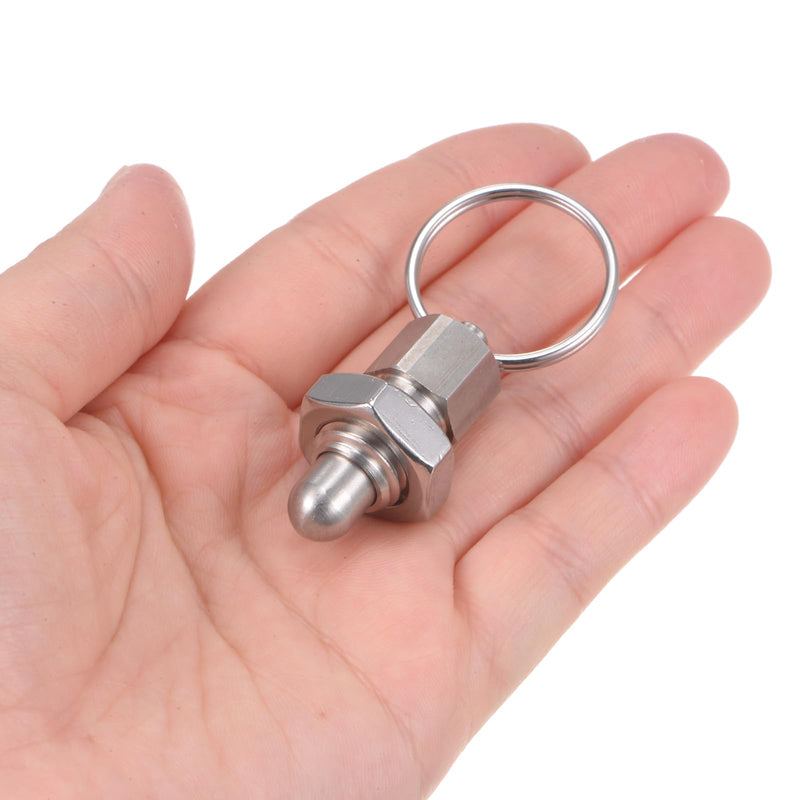 [Australia - AusPower] - Spring Plunger with Pull Ring M12x1.75 Thread Size 0.51" Thread Length Pin Dia.8mm Round Head Stainless Steel Non-Locking Retractable Index Plunger for Industrial Equipment 