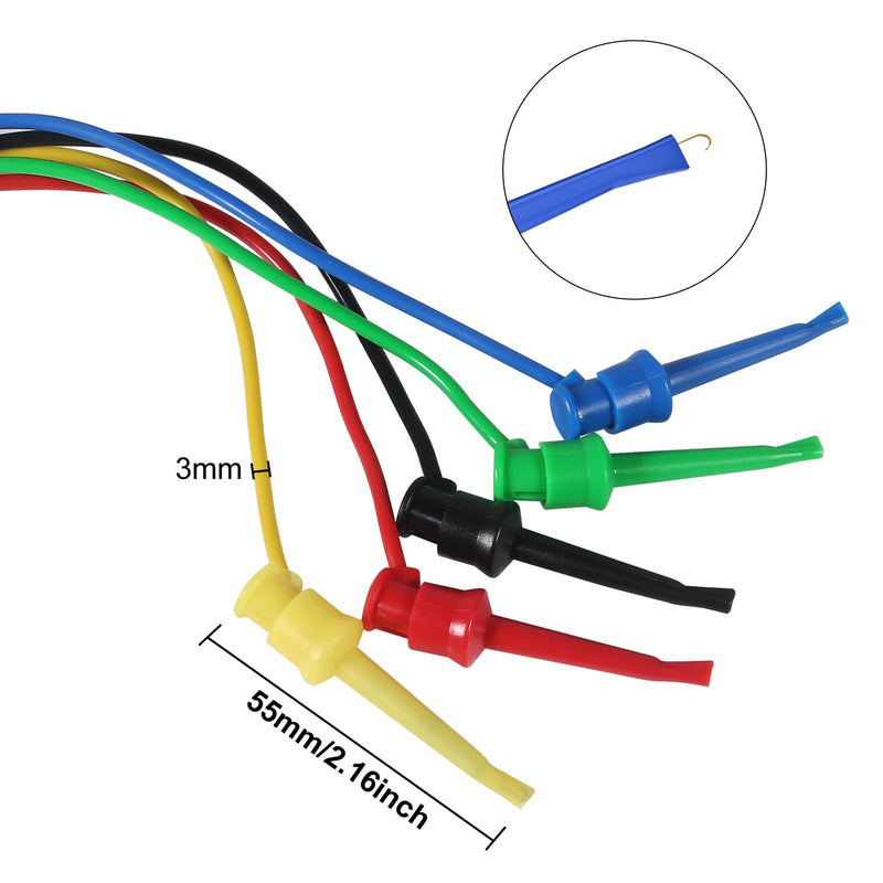 10PCS Silicone Test Leads Test Hook to Test Hook Test Cables Wires Dual IC Test Hooks Clips for Electronic Component, Testing Connecting