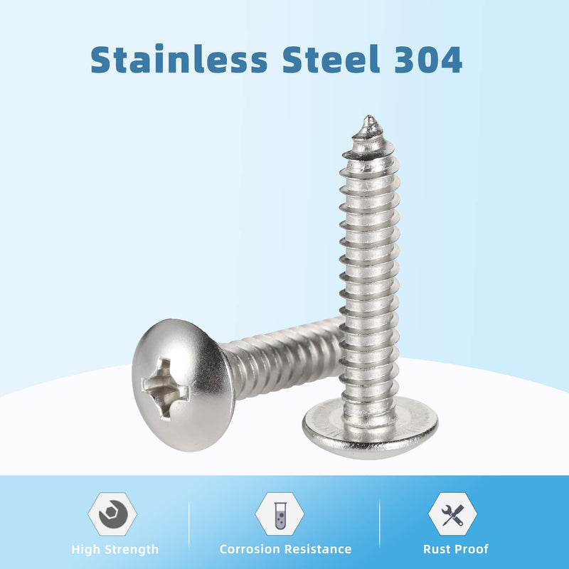 [Australia - AusPower] - #10 x 1-1/2" Truss Head Self Tapping Wood Screws Sheet Metal Screws, 304 Stainless Steel 18-8, 100 PCS #10 x 1-1/2" 