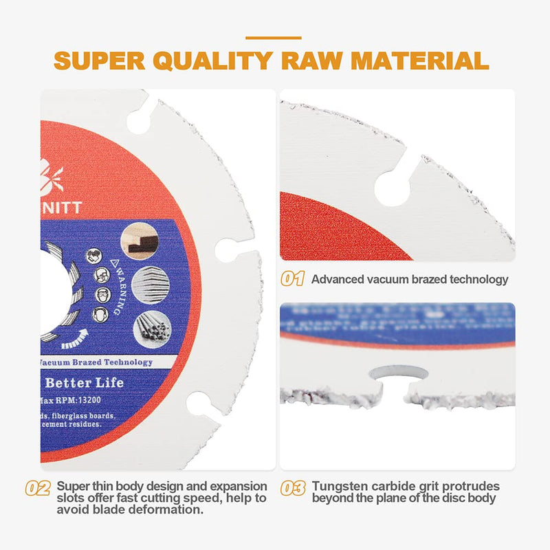 [Australia - AusPower] - Multi Saw Blade Cutting Disc 115 mm - Pack of 2 BRCUT Angle Grinder for Laminate Wood Plastic Nail-Safe 115mm 