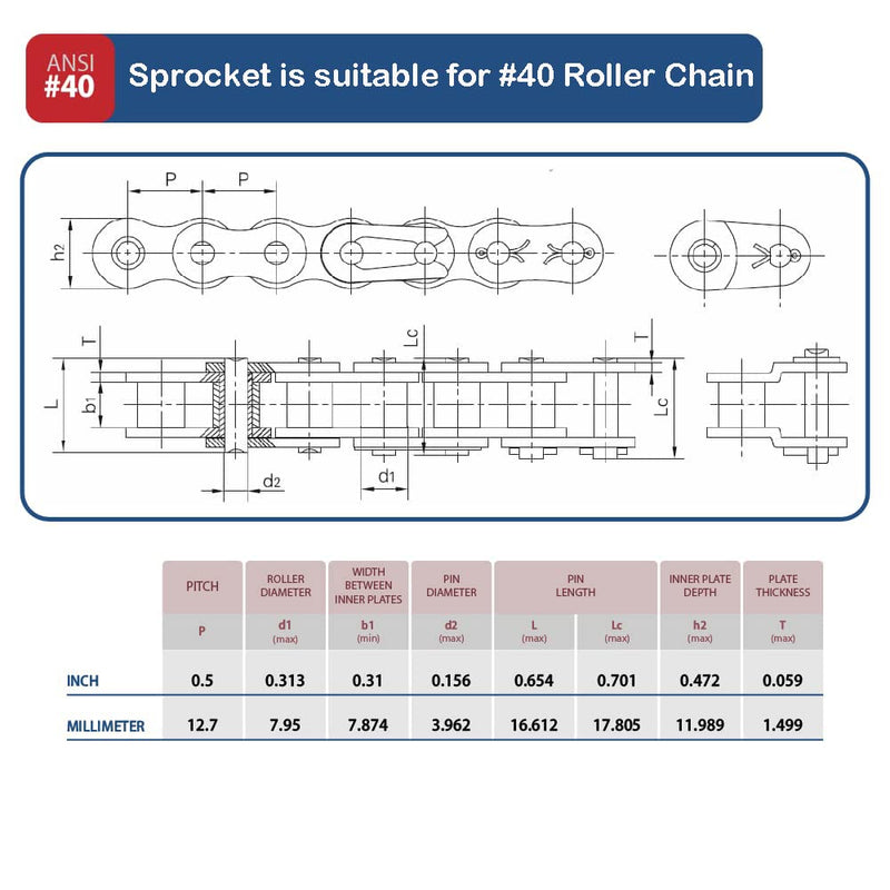 [Australia - AusPower] - #40 Roller Chain Sprocket B Type 1" Bore Rust Prevention Hardened 15 Tooth 1" Bore 15 Tooth Apply #40 Roller Chain 