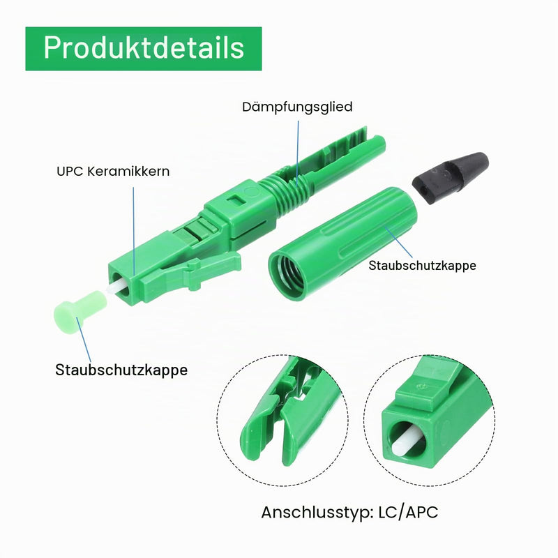 QUARKZMAN Fiber Optic Quick Connector Adapter LC/APC Fiber Optic Mounting Connector Singlemode Fast Cold Connector 5 Pack
