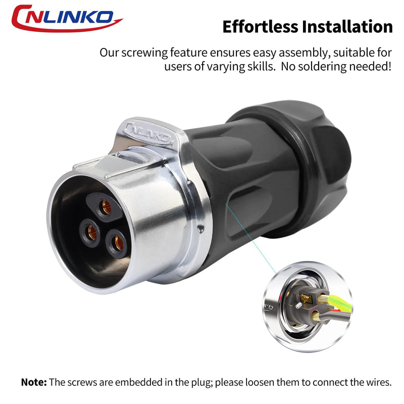 [Australia - AusPower] - CNLINKO LP-24 3-Pin Screw Lock Waterproof Connector, IP68 Aviation Circular Quick Plug, M24 Male & Female Plug Pair (LP24 3-Pin Screwing) 3 Pin Screwing LP24 