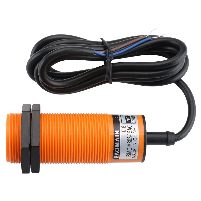 [Australia - AusPower] - Baomain Capacitive Proximity Sensor, Cylindrical M30 Plastic, Sn 15 mm, 220V, NC Contacts, Cable 2 mm, 2-wire BMC-M30S-15AC 