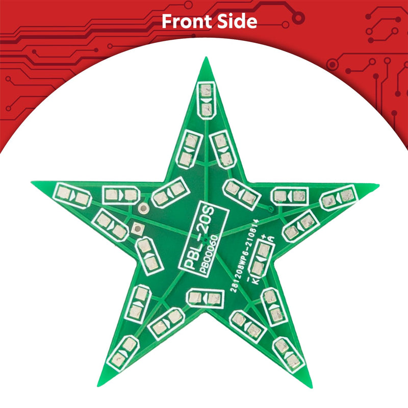 Az Delivery 3 x LED Poinsettia Soldering Set - DIY Electronics Kit for a Star with Red Lighting Effect - Ideal for Mint Learning, Christmas Decoration and Soldering Exercises