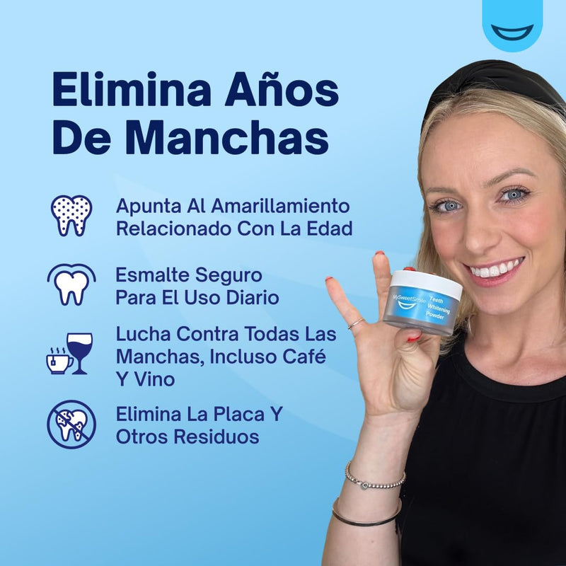 [Australia - AusPower] - MySweetSmile Teeth Whitening Powder - Dentist-Approved & Enamel-Safe | 6 Month Supply | Tea, Coffee, Wine & Smoking Stain Remover | Non-Sensitive Formula | Peroxide Free | Cool Mint Flavour 