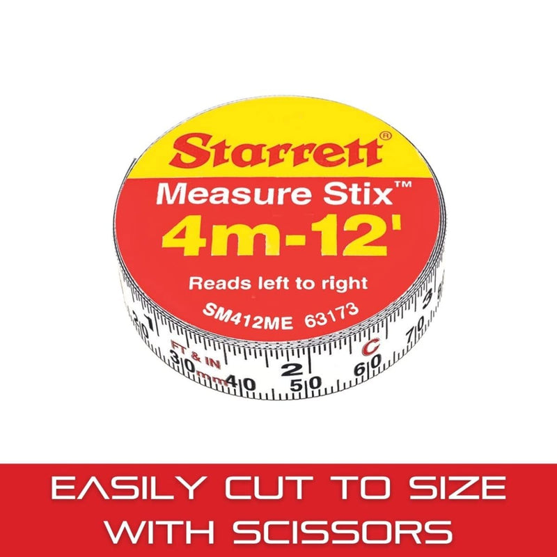 [Australia - AusPower] - Starrett Tape Measure Stix with Adhesive Backing - Mount to Work Bench, Saw Table, Drafting Table - 1/2" x 12', English Metric, Left-Right Reading - SM412ME (Pack of 2) 3.7 m (Pack of 2) 