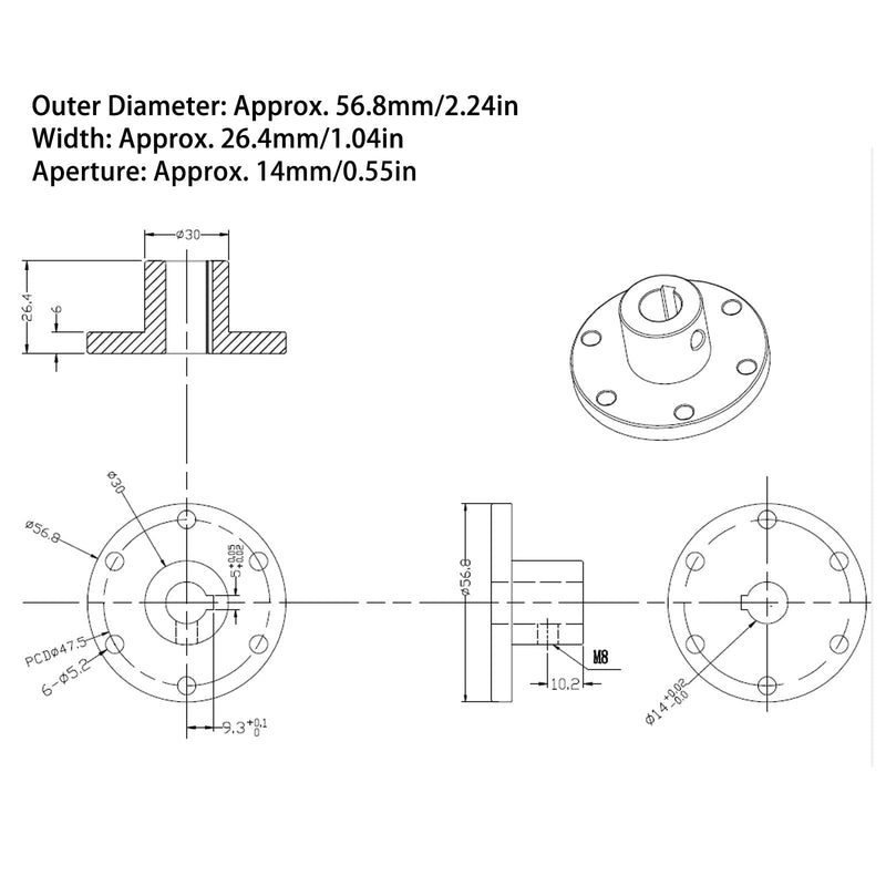 [Australia - AusPower] - Alomejor RC Flange Coupling, Metal 14mm Flange Shaft Coupling Connector for RC Accessories 