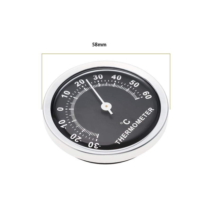 [Australia - AusPower] - 2pcs 58mm Car Thermometer Mini Round Car Thermometer Mechanical Analog Temperature Gauge for Car Home Office Workshop, Black 