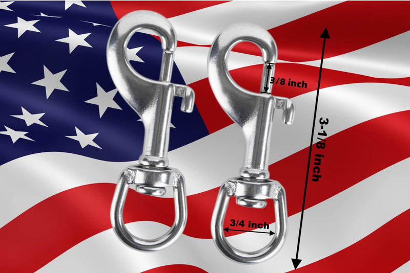 [Australia - AusPower] - Swivel Eye Snap Hook, Single Ended Bolt Snap Clips, Marine Grade Stainless Steel 316 Clips for Diving Keychain Dog Leash Camera Strap Clothesline (Set of 4) (80mm) 80mm 