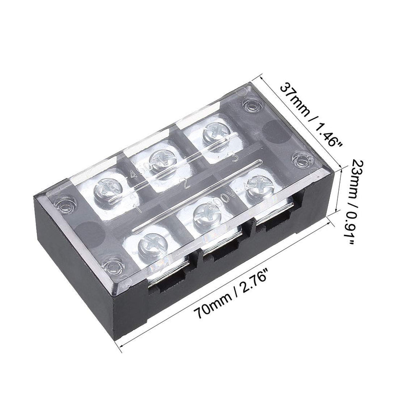 [Australia - AusPower] - uxcell 2 Pcs 3 Positions Dual Rows 600V 45A Cable Barrier Block Terminal Strip TB-4503L 