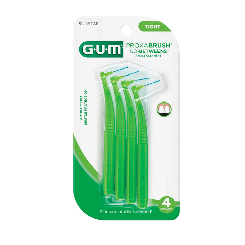 GUM Proxabrush Go-Betweens Angled Interdental Brushes – Soft Bristle Dental Picks for Plaque Removal, Health & Braces Care, 4 Count (Pack of 6)